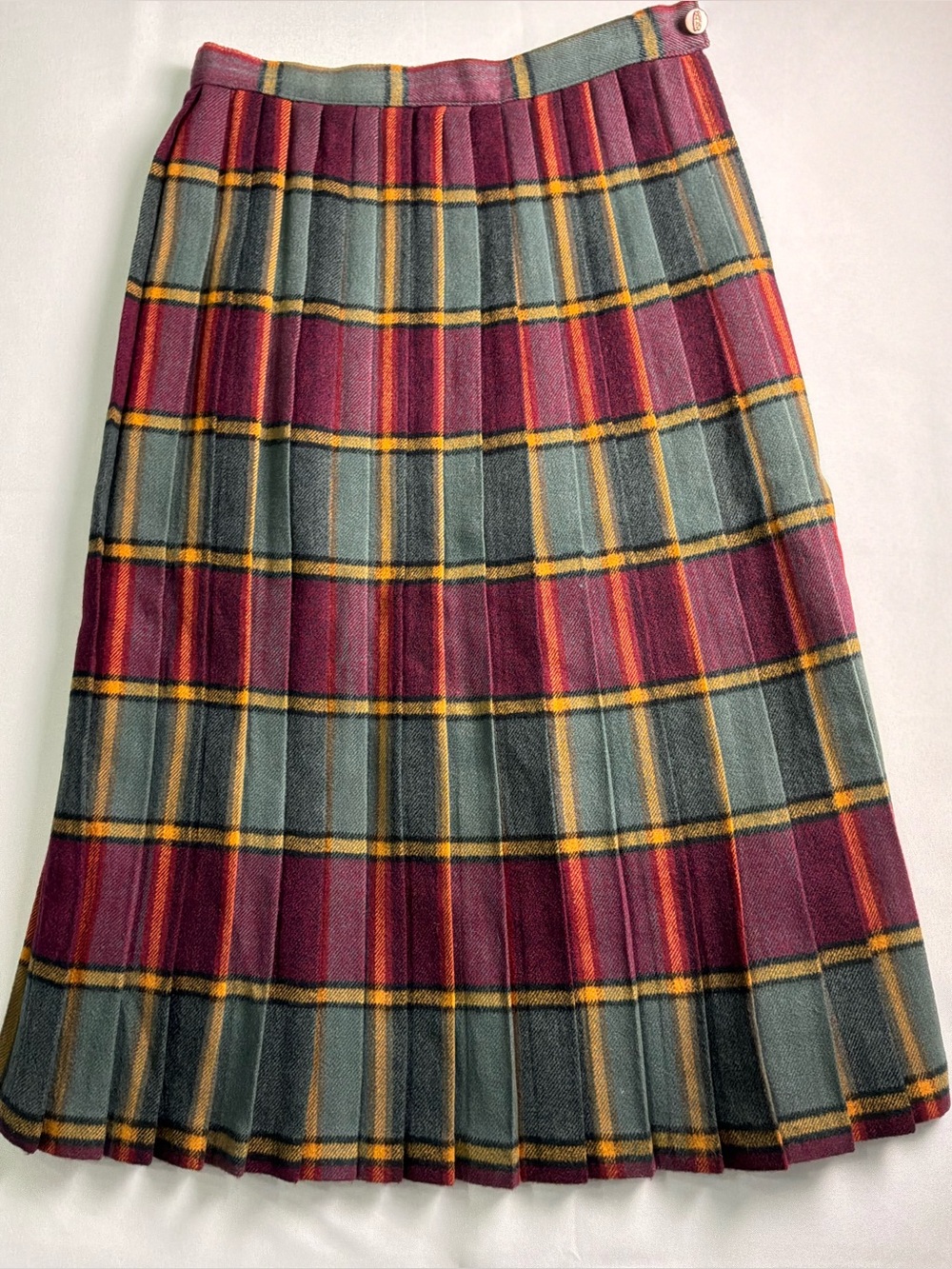 Vintage Style Plaid Pleated Skirt Multicolored